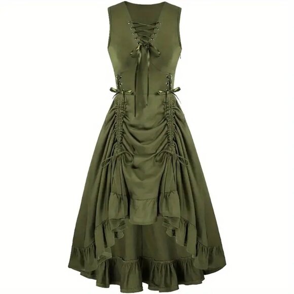 Scarlet Darkness Dresses & Skirts - Steampunk Gothic Renaissance Victorian maxi DRESS Olive Green NWT Sz XL